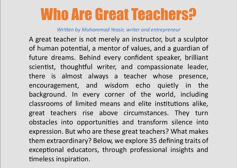 35 Qualities of Great Teachers